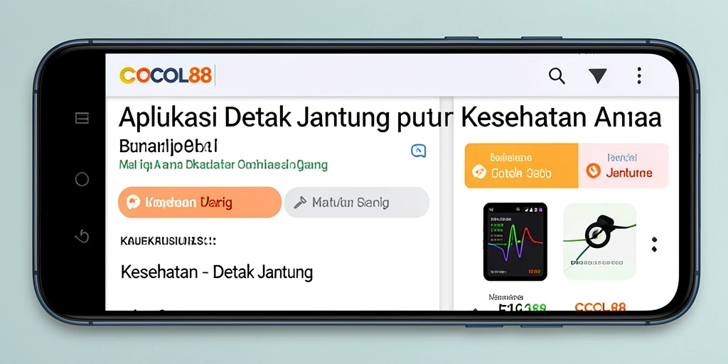 Tampilan antarmuka aplikasi COCOL88 yang menampilkan fungsi detak jantung.