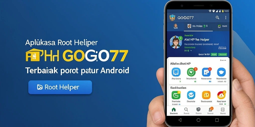 Tampilan antarmuka aplikasi GOGO77 yang mudah digunakan untuk Root Helper.
