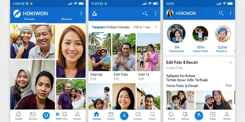 Tampilan antarmuka HOKIWON untuk kolase foto yang mudah dan intuitif.