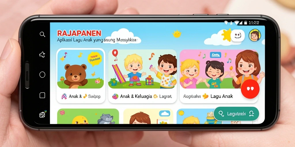 Tampilan antarmuka RAJAPANEN dengan berbagai pilihan lagu anak.