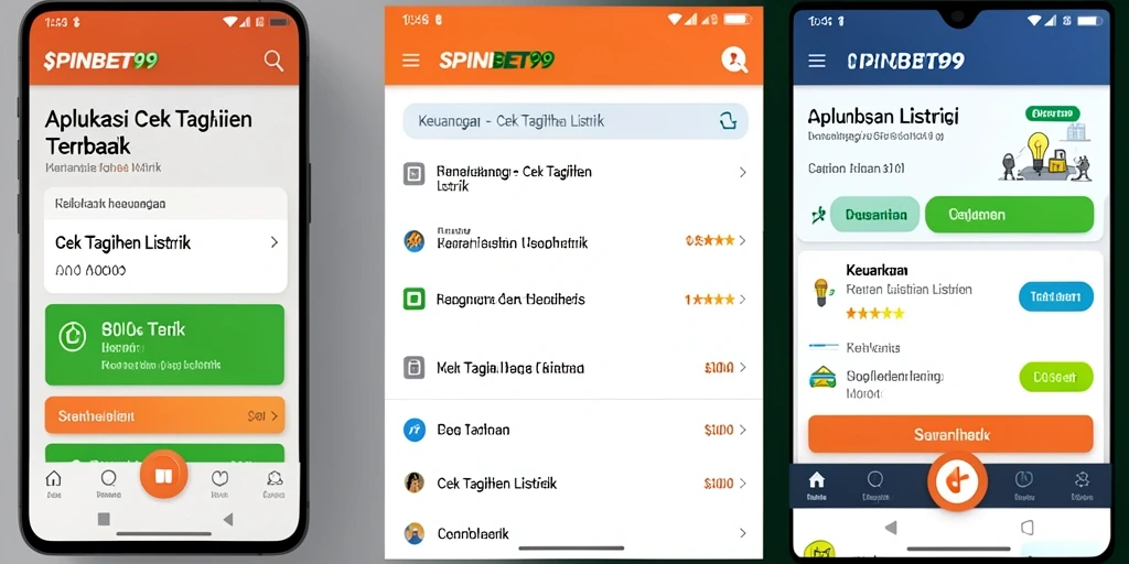 Antarmuka aplikasi SPINBET99 untuk cek tagihan listrik yang mudah digunakan.