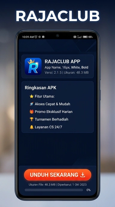 Tampilan halaman APK rajaclub