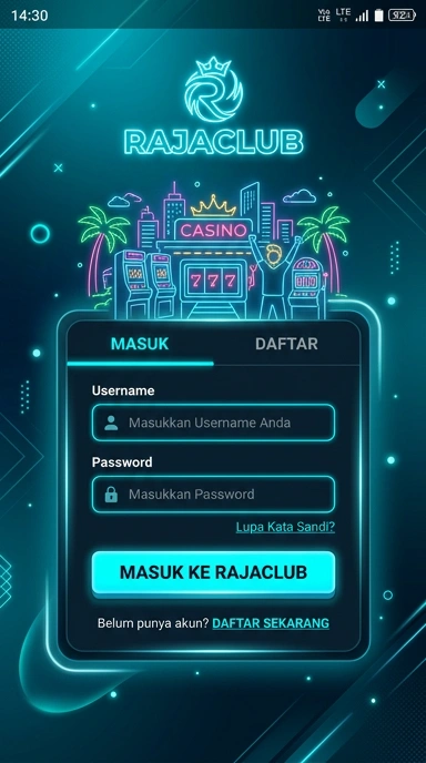 Tampilan halaman login rajaclub